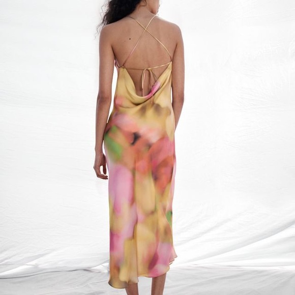 Zara Tie Dye Print Strap Slip Dress - Size Small - Picture 2 of 9